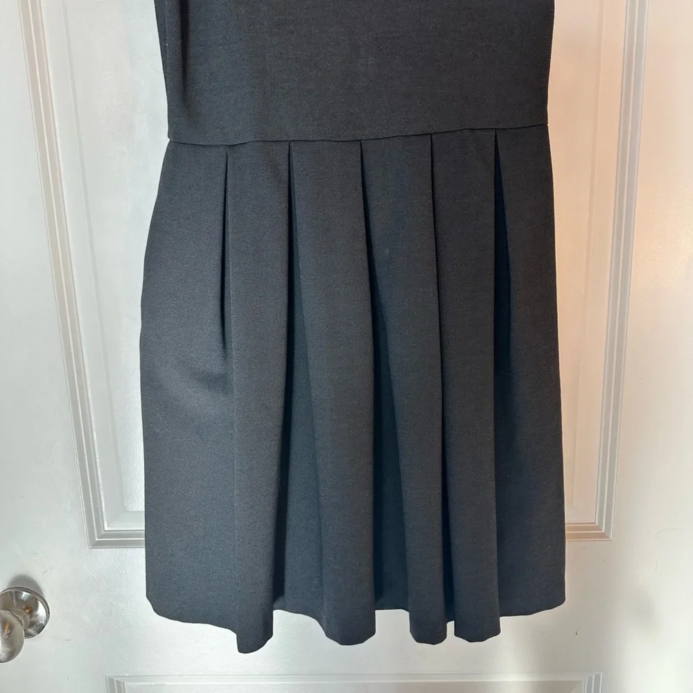 Hutch Grey Pleated Ponte Knit Fit & Flare Puff Sleeves & Pockets, Size 8 - Picture 6 of 10